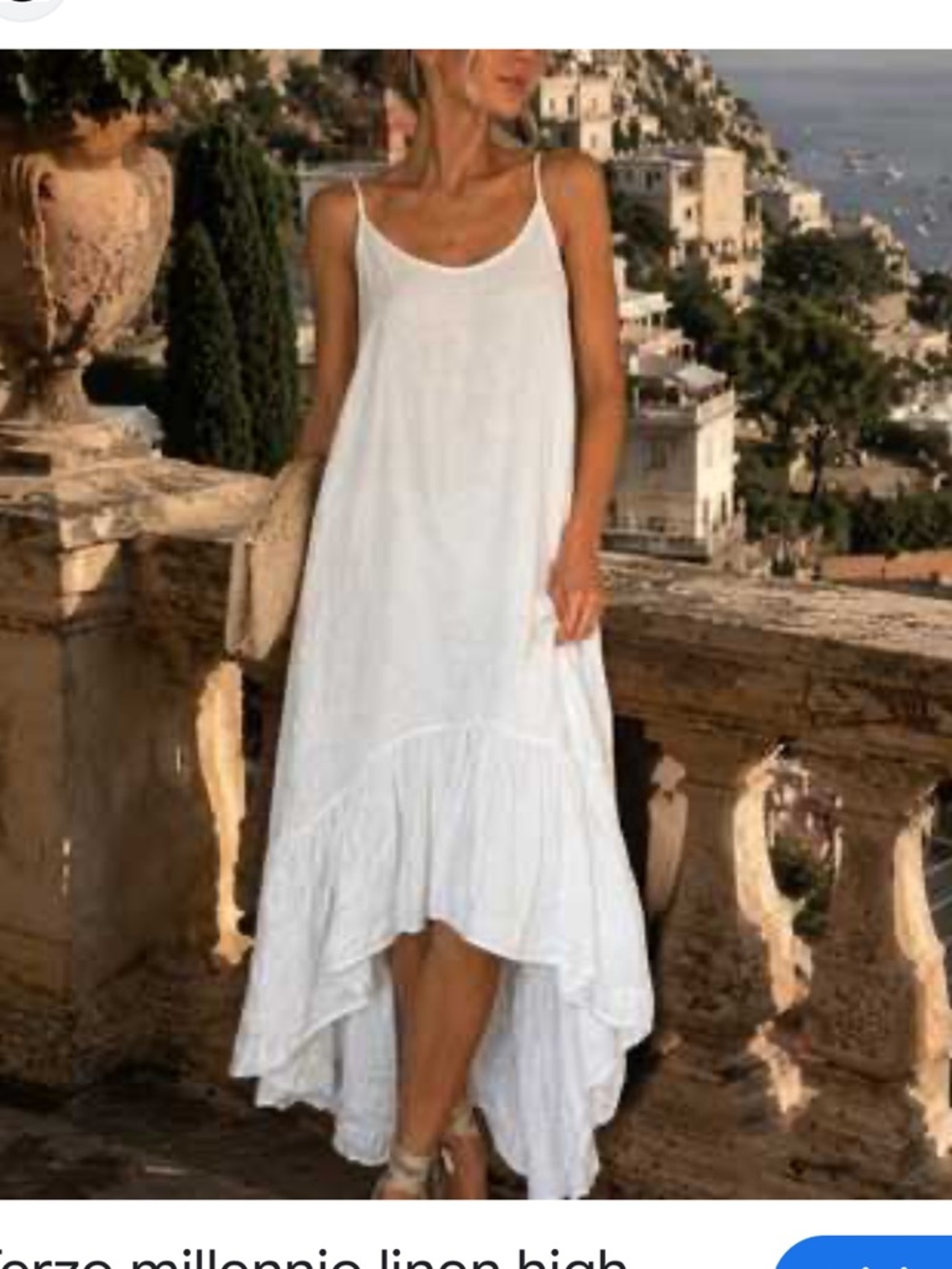 Terzo Millennio Italy **PINK** 100% Linen High/Low Hem Maxi Dress M